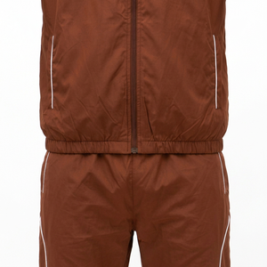 Survêtement marron pour homme, veste à fermeture éclair intégrale, poches latérales, polyester respirant, coupe sportive régulière, couleur unie, réversible, hiver - Product Image 4
