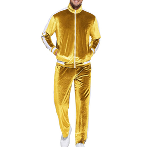 Ensemble de survêtement décontracté 2 pièces en velours épais pour homme – Veste zippée et pantalon de fitness - Product Image 2