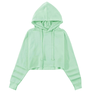 <b>Women</b> Mint <b>Green</b> Regular Hoodie Long Sleeve Drop Shoulder Pullover Sweatshirt Casual Solid Hooded 100% Cotton <b>Fleece</b> Front Logo - Product Image 1