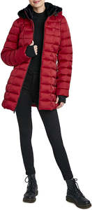 Chaqueta acolchada 3/4 para mujer, impermeable, ecológica, transpirable, con capucha con ribete de piel sintética, ropa de abrigo de invierno, larga. - Product Image 6