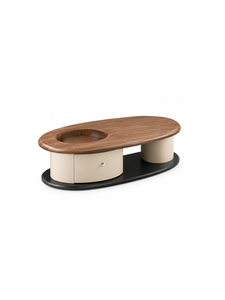 Modern Solid Teak Wooden <b>Coffee</b> <b>Table</b> <b>With</b> <b>Storage</b> Drawer And <b>Oval</b> Top For Living Room Villa House Furniture - Product Image 4
