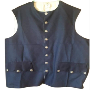 Dark Blue Men's Casual Washed Sleeveless Button Front Vest with Pocket Flap Navy Blue Canvas Suits Vests & Waistcoats - Product Image 3