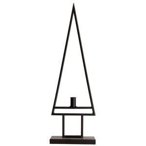 Porte-bougie de Noël en métal noir avec silhouette triangulaire et base pour la décoration et l'éclairage des fêtes saisonnières - Product Image 2