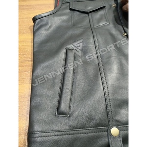 Chaleco de Cuero Genuino de Vaca con Corte de Diamante Personalizado para Hombre, Nuevo Chaleco de Motociclista sin Mangas, Moderno, Casual, para Invierno - Product Image 4