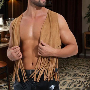 Chaleco de Cuero Genuino Ecológico para Hombre, Estilo Casual de Negocios, Vintage, Vaquero Occidental, Corte Regular Ajustado - Product Image 3