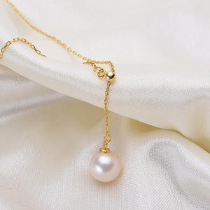 จี้สร้อยคอเงินแท้ S925 แฟชั่น ประดับมุกน้ำจืดธรรมชาติ 8-9 มม. ไร้ตำหนิ แสงสว่าง รูปทรงตัว Y สำหรับใส่ที่ไหปลาร้า - Product Image 3