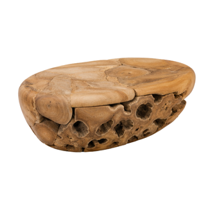 Mesa de Centro ARTERRA de Lujo Hecha a Mano con Mosaico de Raíz de Teca, Mesa Auxiliar Ovalada de Madera, Decoración Premium para Sala de Estar de Hotel - Product Image 1