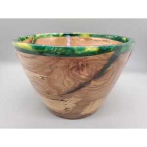 Grand saladier écologique en résine et bois, fait main, incrustation de résine turquoise, design moderne, pour service de repas de mariage et cadeaux - Product Image 4