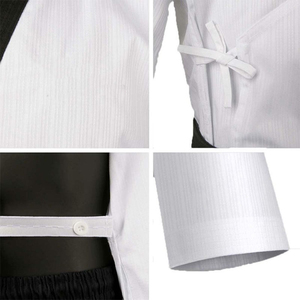 Uniforme de Taekwondo Blanc Ceinture Noire 100% Coton Durable Coupe Classique Unisexe Vêtements d'Arts Martiaux - Product Image 5