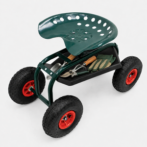 Heavy Duty Garden Rolling <b>Seat</b> with <b>Storage</b> Tray, 4 Pneumatic Wheels for Planting Weeding Pruning Outdoor Garden Work ODGGAD022 - Product Image 3