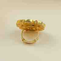 Bague ajustable en argent sterling 925 plaqué or, motif floral émeraude, style ethnique fait main, pour femme, idéale pour mariage et soirée, collection Royal Kundan