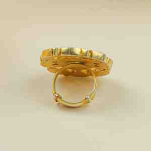 Royal Kundan <b>Emerald</b> Cut Adjustable <b>Ring</b> 925 Sterling <b>Silver</b> Gold Plated Handmade Ethnic Women's Wedding Party Statement Jewelry - Product Image 2