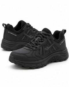 Chaussures de randonnée tout-terrain pour hommes, légères, respirantes, hiver, noires, à lacets, dessus en PU, semelle extérieure en caoutchouc, doublure en mesh - Product Image 1