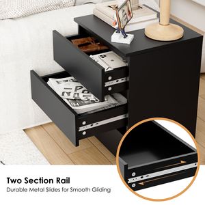 Comodino in Legno a 3 Cassetti, Tavolino da Divano, Mobiletto Contenitore per Soggiorno, Finitura Nera - Product Image 3