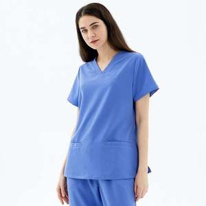 Ensemble de tenues médicales extensibles pour femmes, col en V, uniforme d'infirmière, vêtements de travail pour hôpital, clinique, dentisterie, pantalon de jogging, personnalisable avec logo - Product Image 1
