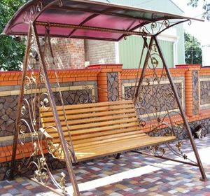 Banc balançoire moderne en fer pour jardin extérieur avec structure de support robuste pour la détente familiale et l'usage quotidien - Product Image 1
