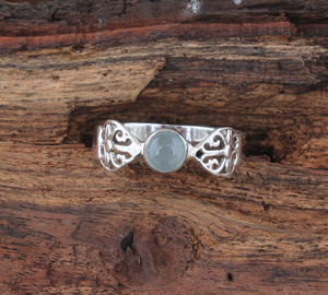 Natural White Moonstone <b>Ring</b> 925 Sterling <b>Silver</b> Rainbow Moonstone Jewelry Blue Flash Gemstone <b>Ring</b> Handcrafted <b>Boho</b> Jewelry - Product Image 1