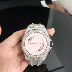 Reloj de Lujo Automático con Incrustaciones de Moissanita, de Acero Inoxidable de Alta Calidad, Resistente al Agua 3BAR, con Correa Brillante, para Hombre y Mujer - Product Image 1