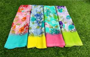 เสื้อส่าหรีดีไซน์เนอร์ Sunshine Georgette น้ำหนักเบา ทันสมัย สไตล์ชาติพันธุ์ สำหรับผู้หญิง ใส่ไปงานปาร์ตี้ ป้องกันแสงแดด ขายส่ง - Product Image 4