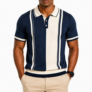 Camisa de Hombre de Manga Corta con Botones, Tejida en Poliéster, con Bloques de Color y Rayas, Casual, Transpirable, de Corte Regular, con Estampado de Secado Rápido - Product Image 6