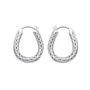 WOMEN 18X22MM HOOP <b>EARRINGS</b> BOHEMIAN 925 STERLING SILVER PLATED HANDCRAFTED JEWELRY GIFT FOR ANNIVERSARY SPECIAL OCCASIONS - Product Image 1