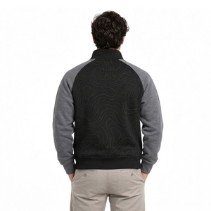 Sudadera de hombre con media cremallera, oversize, de felpa cepillada, con ribetes acanalados, silueta relajada, estilo casual. - Product Image 2