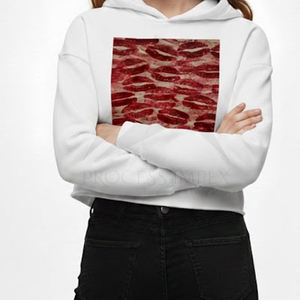 Sudadera con Capucha Blanca para Mujer con Estampado de Labios Rojos, de Algodón, para Otoño - Product Image 5