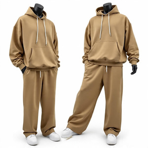 Ensemble de survêtement unisexe, couleur unie, sweat-shirt et pantalon de survêtement, 100% coton, respirant, coupe décontractée, vêtements d'hiver, longueur intégrale, streetwear - Product Image 4