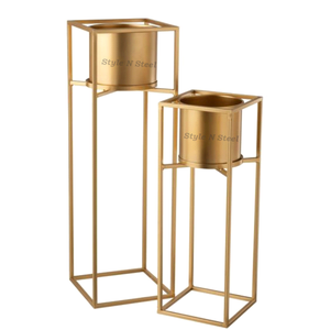 Jardinière en fer thermolaqué durable multi-usages pour intérieur, avec drainage, pour la décoration de la maison et du jardin - Product Image 1