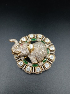 Amaira Jewels Luxury 925 Silver Unisex <b>Elephant</b> Brooches with Diamonds Micro Insert Green Inlay Wedding <b>Gift</b> Fine Jewellery - Product Image 3