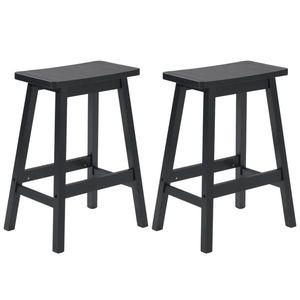2 taburetes de bar con asiento tipo silla de madera de pino negro - Product Image 3