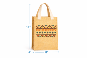 Sac fourre-tout en jute écologique à imprimé ethnique, sac de courses réutilisable naturel, petit sac cadeau, logo personnalisé, poignée longue, exposition - Product Image 2