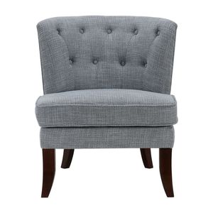 Poltrona Moderna Grigio Scuro con Rivestimento Trapuntato a Bottoni e Gambe in Legno Massello, Arredamento Classico per Soggiorno, 1 Pezzo - Product Image 2