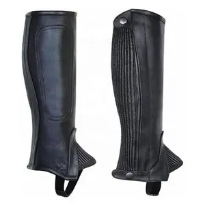 High Quality Horse Riding Cowhide Leather Custom Equestrian Half Chaps/Equestrian Half Chaps