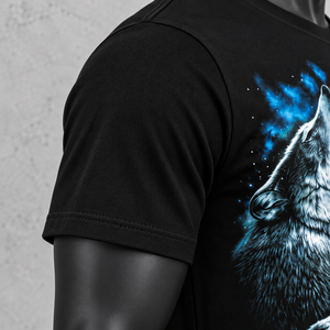 T-shirt décontracté chic pour homme en tricot imprimé indien 3D, motif loup animalier, style rock tendance, coupe ample, respirant, manches courtes - Product Image 6