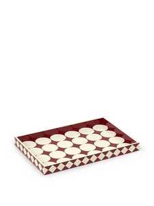 Plateau de service décoratif de luxe artisanal en os incrusté, motif étoile chevron bleu et blanc, pour la vente en gros et la maison - Product Image 2