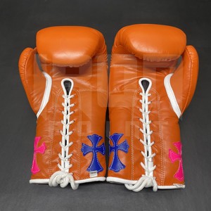 ถุงมือชกมวยสีส้มแบบปรับแต่งได้ รุ่น Winning Laced Gold หนังวัวคุณภาพสูง บุหนา 4 ชั้น ระบายอากาศได้ดี ซับเหงื่อ - Product Image 4