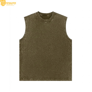Custom Vintage Acid Wash Tank Top Men's Heavyweight Cotton Muscle Shirt Sleeveless Streetwear Plain Blank Tank Top Manufacturer - Product Image 2