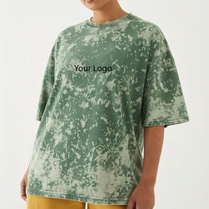 เสื้อยืดลายฟอกสีแบบกำหนดเองสำหรับผู้หญิง เสื้อยืดลายฟอกสีวินเทจทรงโอเวอร์ไซส์ สตรีทแวร์ ผ้าฝ้ายนุ่ม สวมใส่สบาย รับผลิตตามสั่งจำนวนมาก - Product Image 1