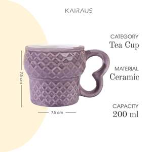 Set of 6 Soft Amber Crystal Heart Ceramic Cups - Product Image 3