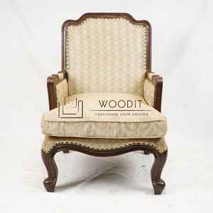 Fauteuil de loisirs en bois massif 100% au design moderne 2026, avec dossier multi-tissus, pour la maison, la chambre, l'hôtel, l'école - Product Image 1