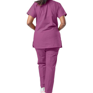 Ensemble de blouses médicales Solid Trader pour les professionnels de la santé, pantalon à taille élastique, haut à col en V, uniforme d'hôpital - Product Image 4