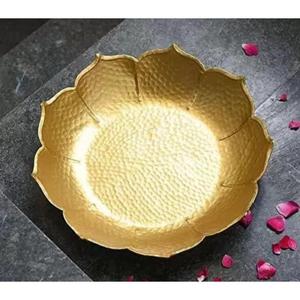 Corbeille à fruits et plat de service en laiton de style floral sur piédestal, bols de luxe de qualité alimentaire, dernier design, pour décoration de table de mariage et fournitures événementielles - Product Image 6