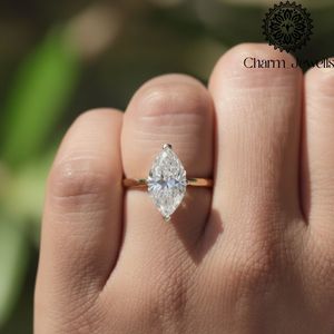 Bague de fiançailles Charm Jewells en moissanite taille coussin, certifiée IGI, 3 grammes, en argent plaqué or rose, sertie à griffes, pour femme - Product Image 1