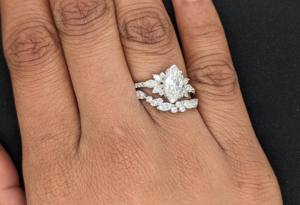 Anillo de Compromiso de Lujo con Moissanita de Corte Marquesa de 1 Ct, Estilo Vintage, Regalo de Aniversario de Bodas, Oro Blanco Sólido de 14k para Mujer - Product Image 6