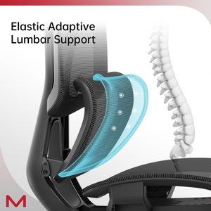 Chaise de bureau ergonomique M2-MT à dossier haut avec appui-tête 3D, repose-pieds rétractable et support lombaire élastique adaptatif pour le gaming - Product Image 4