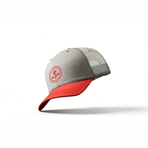 Gorra de béisbol estilo camionero premium blanca y roja – Gorra ajustable con cierre a presión y logotipo circular bordado - Product Image 5