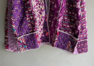 Chaqueta acolchada morada con estampado de patchwork para mujer, cárdigan bohemio con estampado a bloques, abrigo reversible de algodón para las vacaciones de otoño, regalo para ella. - Product Image 3
