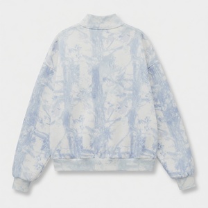 Sweat-shirt oversize à col montant pour femme, bleu et blanc, motif Tie Dye Trackstar, décontracté, manches longues, pull d'hiver, streetwear - Product Image 2