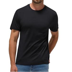 T-shirt en laine mérinos respirant à manches courtes et col rond, séchage rapide, coupe ajustée ou ample, couleur noire, idéal pour la course en extérieur - Product Image 1